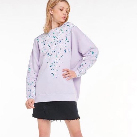 Wildfox Couture Bleach Dripped Roadtrip Sweatshirt Dress in Iris Size XS - Picture 6 of 6